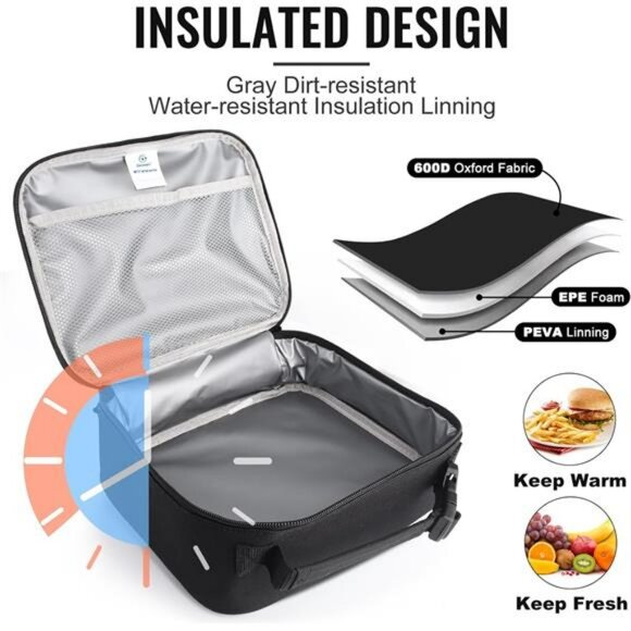 Insulated Lunch Bag for Kids Boys Girls Reusable Soft Lunchbox for School Work - Picture 4 of 7